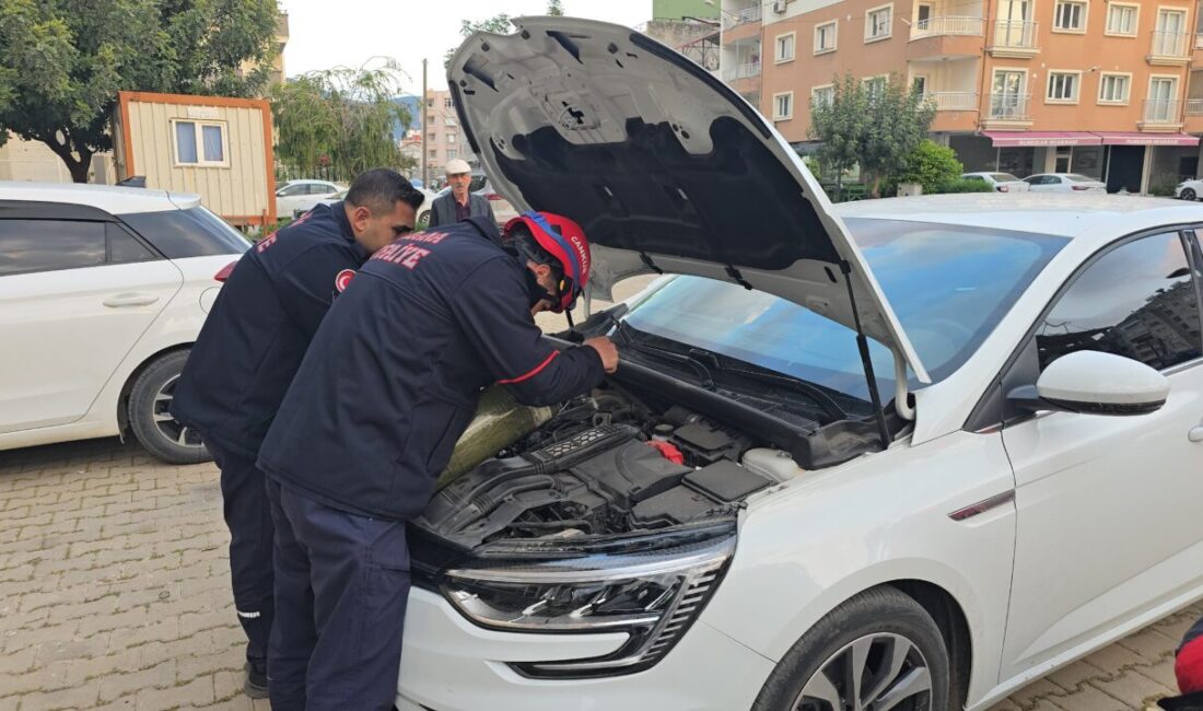 ADANA (AA) – Adana'nın Kozan ilçesinde bir otomobilin motor kısmına