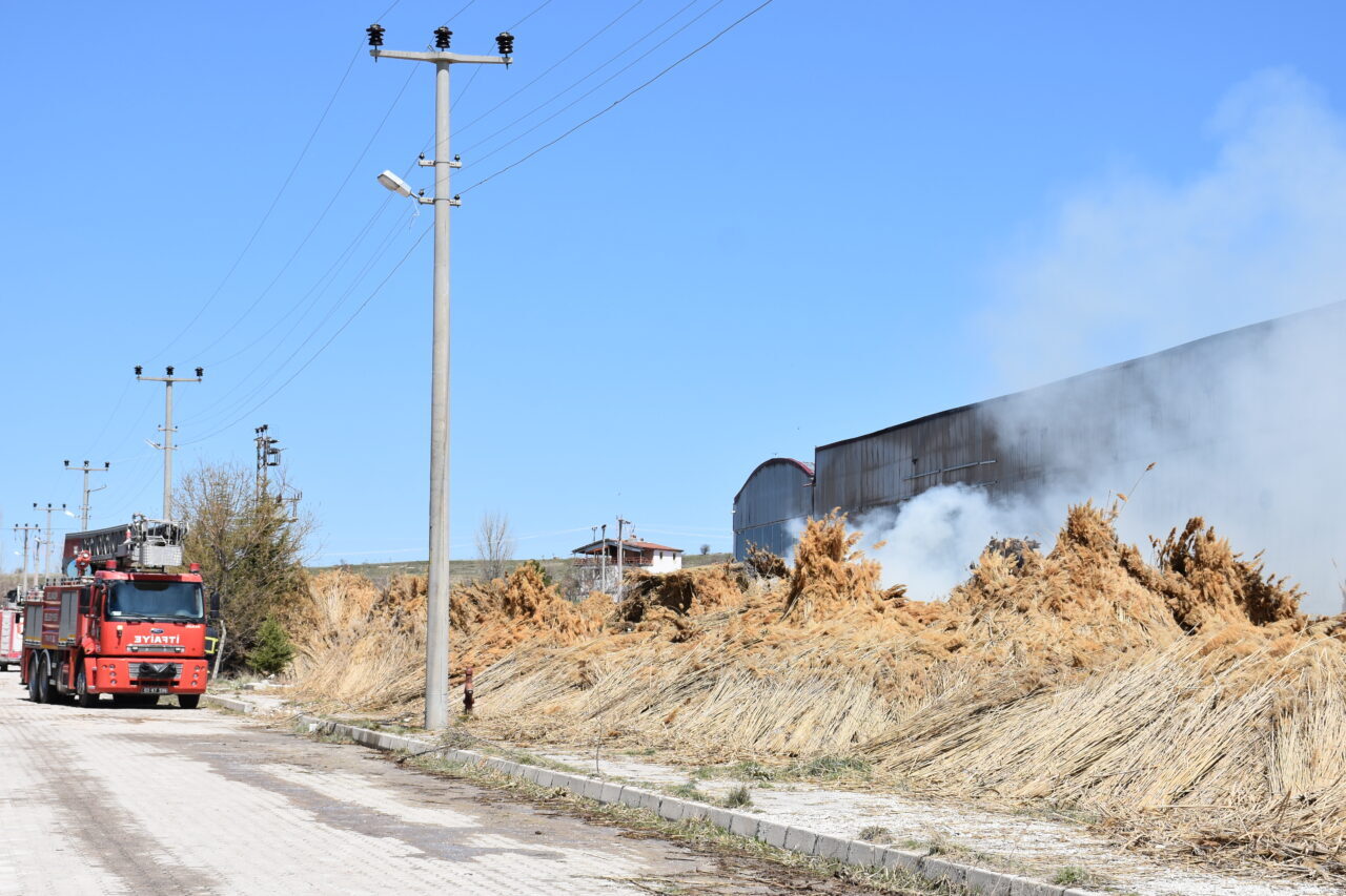 AFYONKARAHİSAR (AA) – Afyonkarahisar'ın Bolvadin ilçesinde kamış toplama merkezinin depo