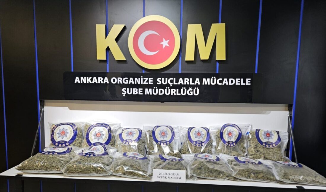 ANKARA (AA) – Ankara'nın Çankaya ilçesinde düzenlenen operasyonda 25 kilogram