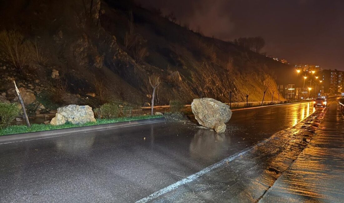 HAKKARİ (AA) – Hakkari'nin Şemdinli ilçesinde yamaçtan koparak kara yoluna