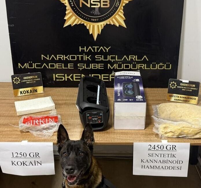 HATAY (AA) – Hatay'ın İskenderun ilçesinde, otomobilinde 1 kilo 250