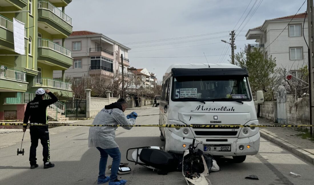 KARAMAN (AA) – Karaman'da minibüsün elektrikli motosikletle çarpışması sonucu ağır