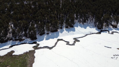 - Kış ve baharın bir arada yaşandığı alanların güzelliği dronla