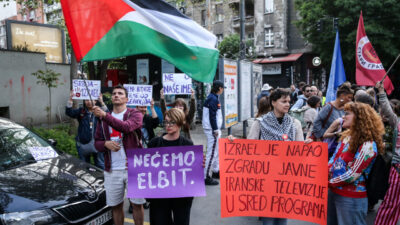 BELGRAD (AA) – Sırbistan'ın başkenti Belgrad'da düzenlenen gösteride, İsrail'in Eurovision