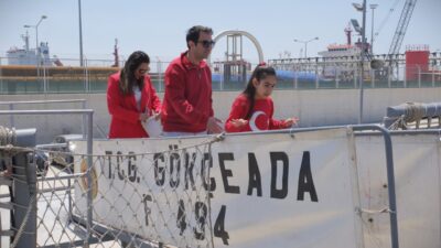 MERSİN (AA) – Türk Deniz Kuvvetlerine ait TCG Gökçeada gemisi,