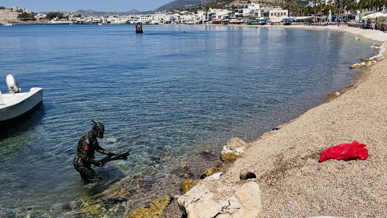 MUĞLA (AA) – Muğla'nın Bodrum ilçesinde düzenlenen etkinlikte dalgıçlar, deniz
