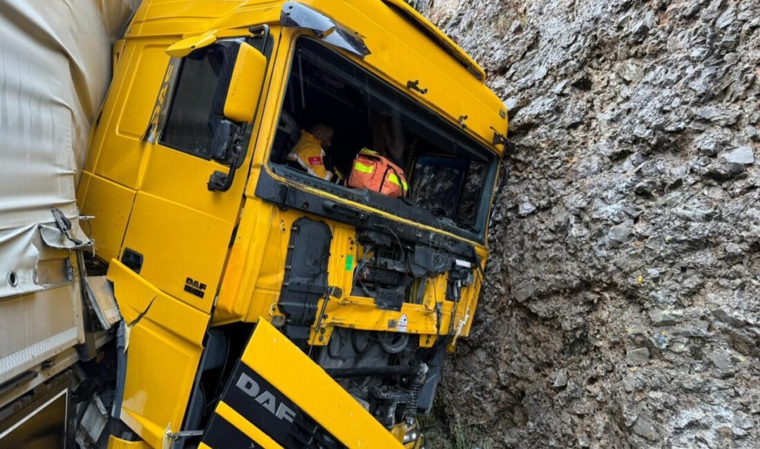 BURDUR (AA) – Burdur'un Ağlasun ilçesinde kayalıklara çarpan tırın sürücüsü