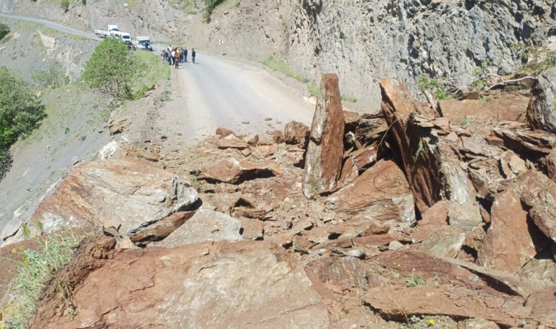HAKKARİ (AA) – Hakkari'nin Şemdinli-Derecik kara yoluna düşen kaya parçaları,