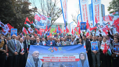 ANKARA (AA) – HAK-İŞ Konfederasyonu üyeleri ile bazı sendikalar, İsrail