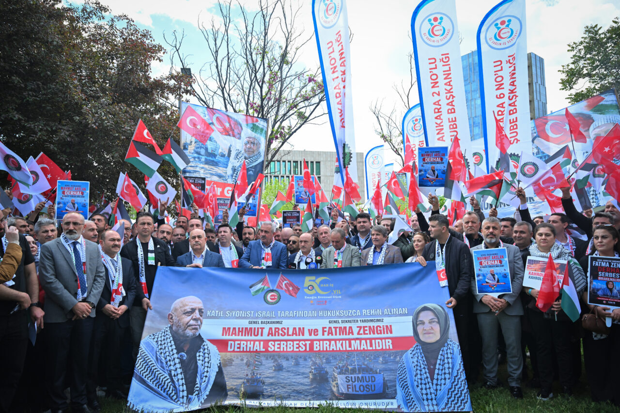 ANKARA (AA) – HAK-İŞ Konfederasyonu üyeleri ile bazı sendikalar, İsrail