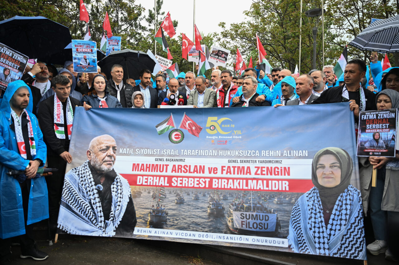 ANKARA (AA) – HAK-İŞ Konfederasyonu üyeleri ile bazı sendikalar, İsrail
