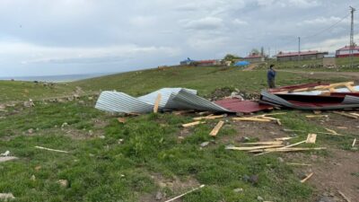 KARS (AA) – Kars'ın Digor ilçesinde etkili olan şiddetli rüzgar