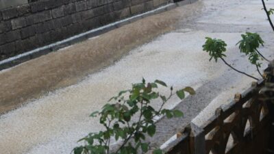 KIRKLARELİ (AA) – Kırklareli'nin Demirköy ilçesinde sağanak ve dolu etkili