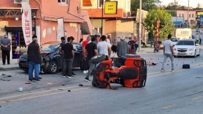 MERSİN (AA) – Mersin'in Tarsus ilçesinde ATV ile otomobilin çarpışması