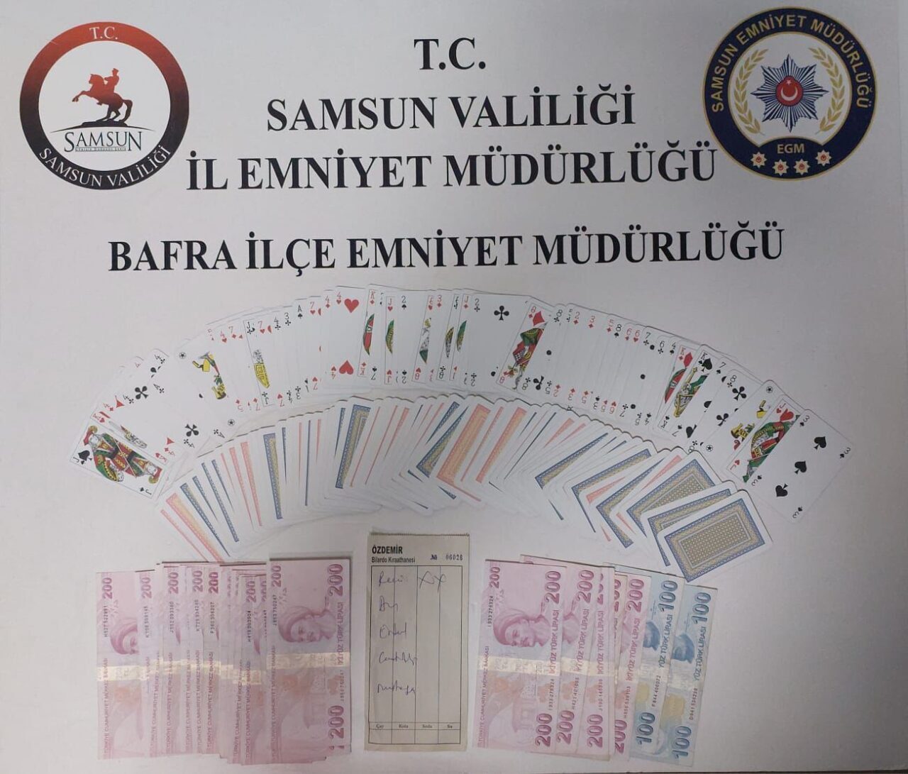 SAMSUN (AA) – Samsun'un Bafra ilçesinde düzenlenen operasyonda kumar oynadığı