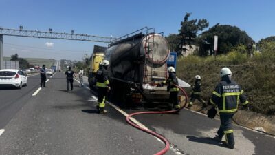 TEKİRDAĞ (AA) – Tekirdağ'da bir çimento kamyonunda seyir halindeyken çıkan