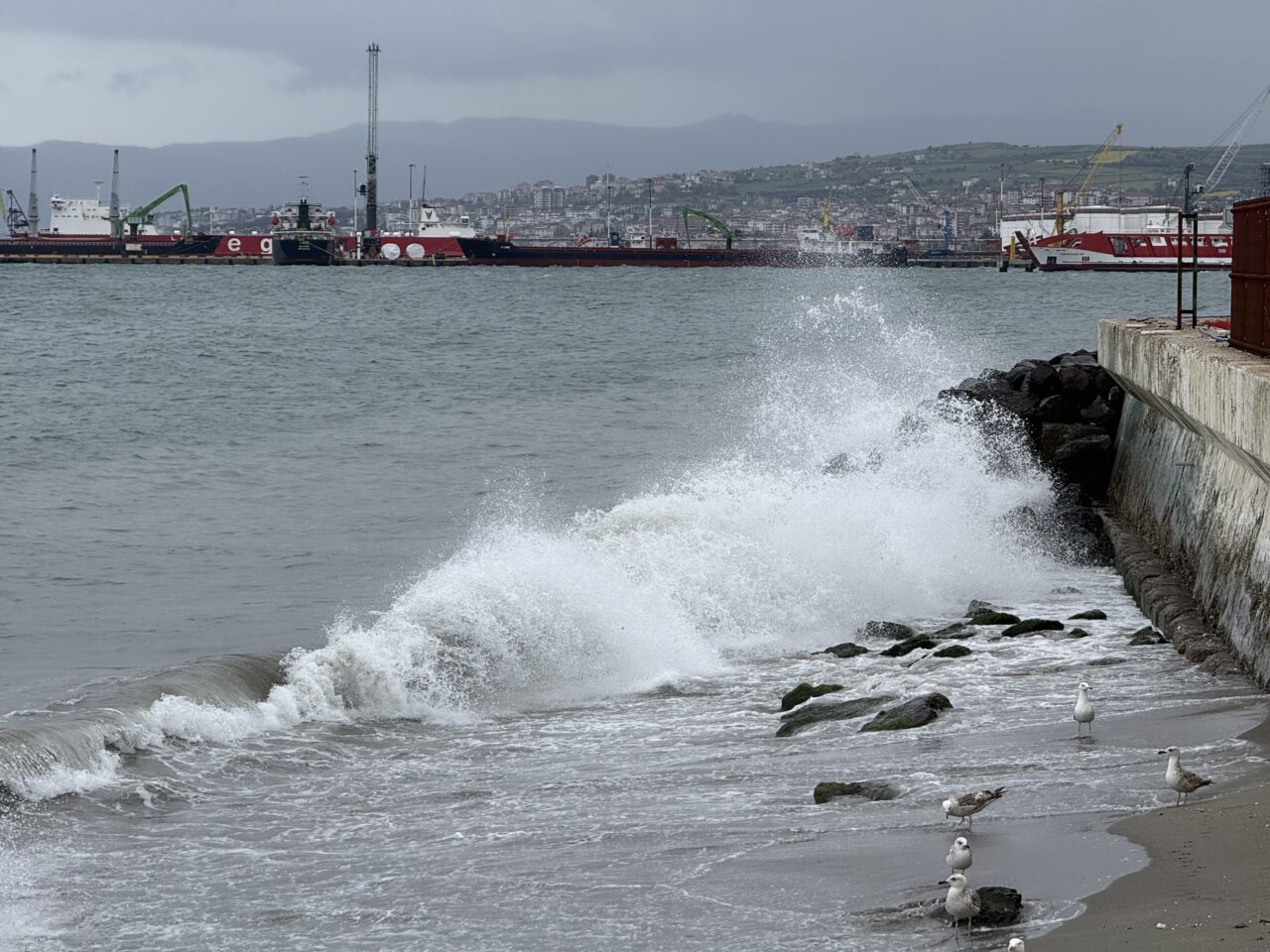 TEKİRDAĞ (AA) – Marmara Denizi'nde etkili olan poyraz, Tekirdağ'da deniz