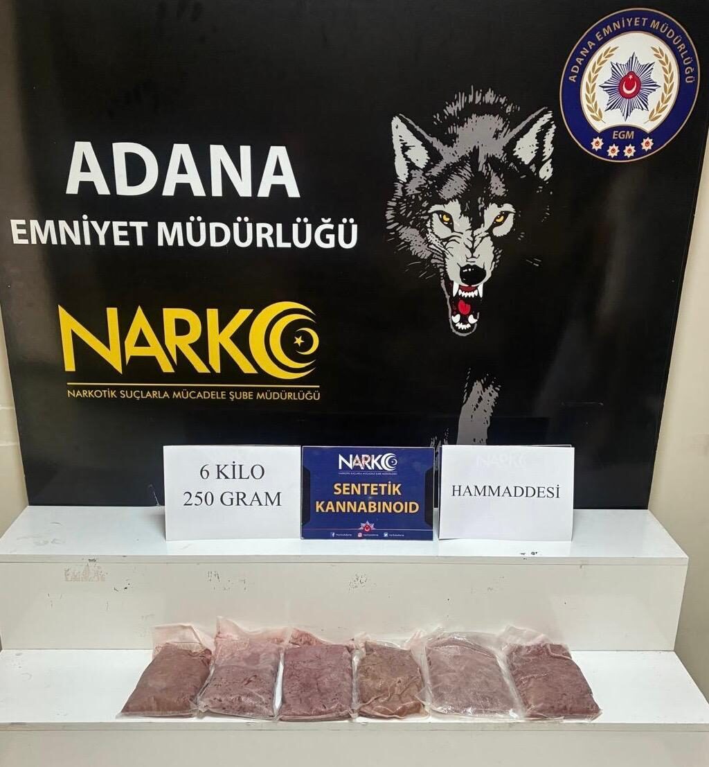ADANA (AA) – Adana'da 6 kilo 250 gram sentetik uyuşturucu