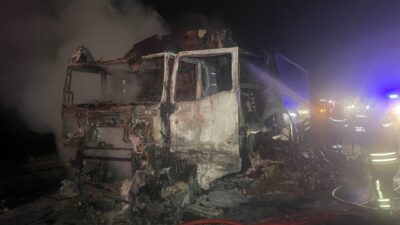 BOLU (AA) – Anadolu Otoyolu'nun Bolu kesiminde tavuk eti yüklü