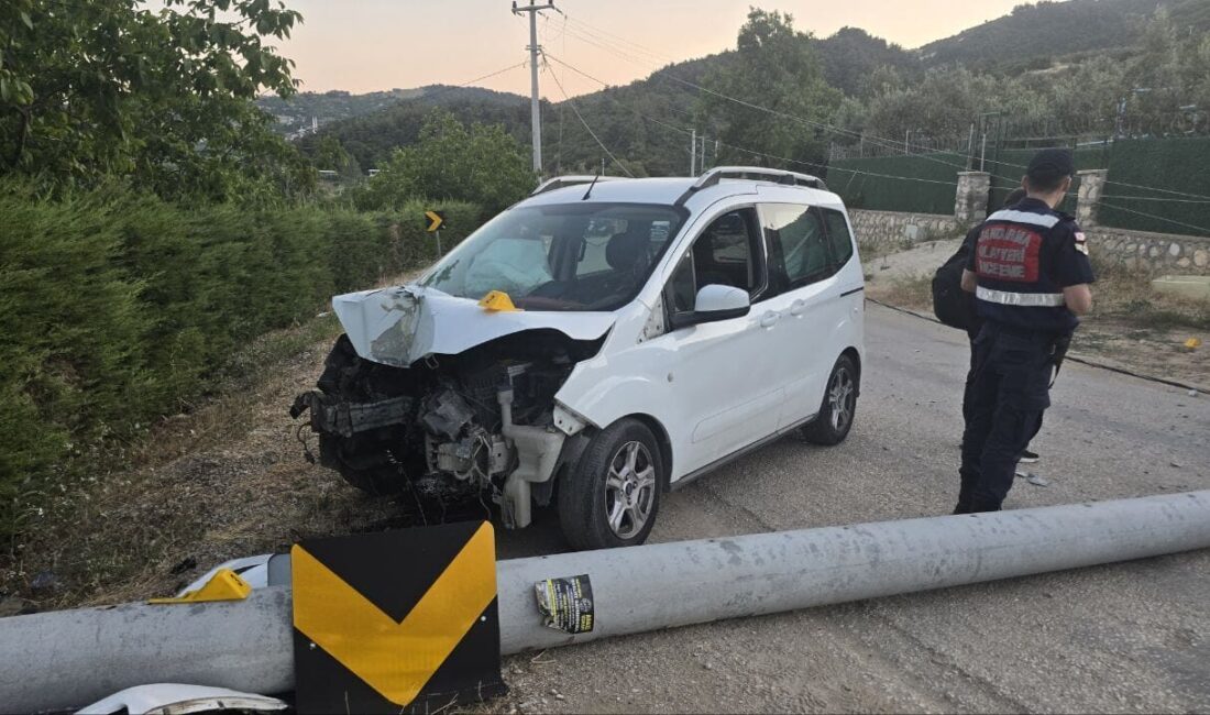 BURSA (AA) – Bursa'nın Mudanya ilçesinde otomobilin aydınlatma direğine çarptığı