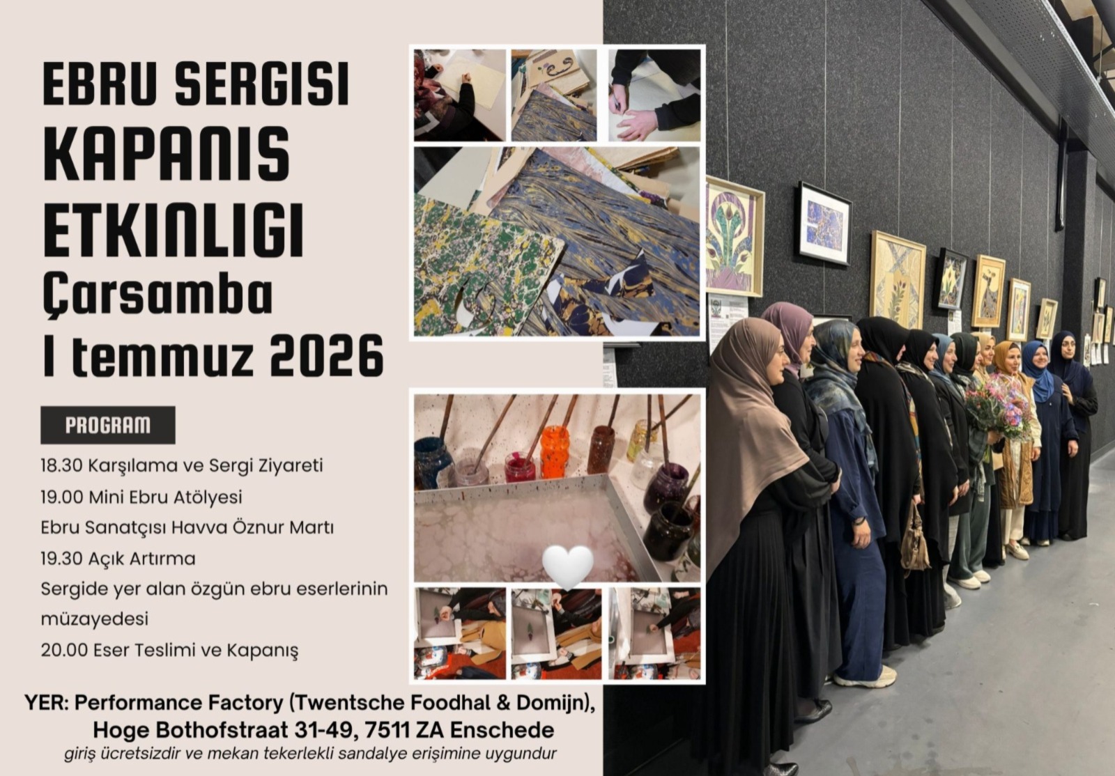 Enschede ve çevresindeki sanatseverleri bir araya getiren büyüleyici Ebru Sergisi,