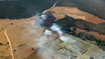 ÇANAKKALE (AA) – Çanakkale'nin Eceabat ilçesinde tarım arazisinde çıkan yangın,