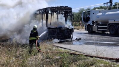 ESKİŞEHİR (AA) – Eskişehir'in İnönü ilçesinde bir belediye otobüsü, seyir