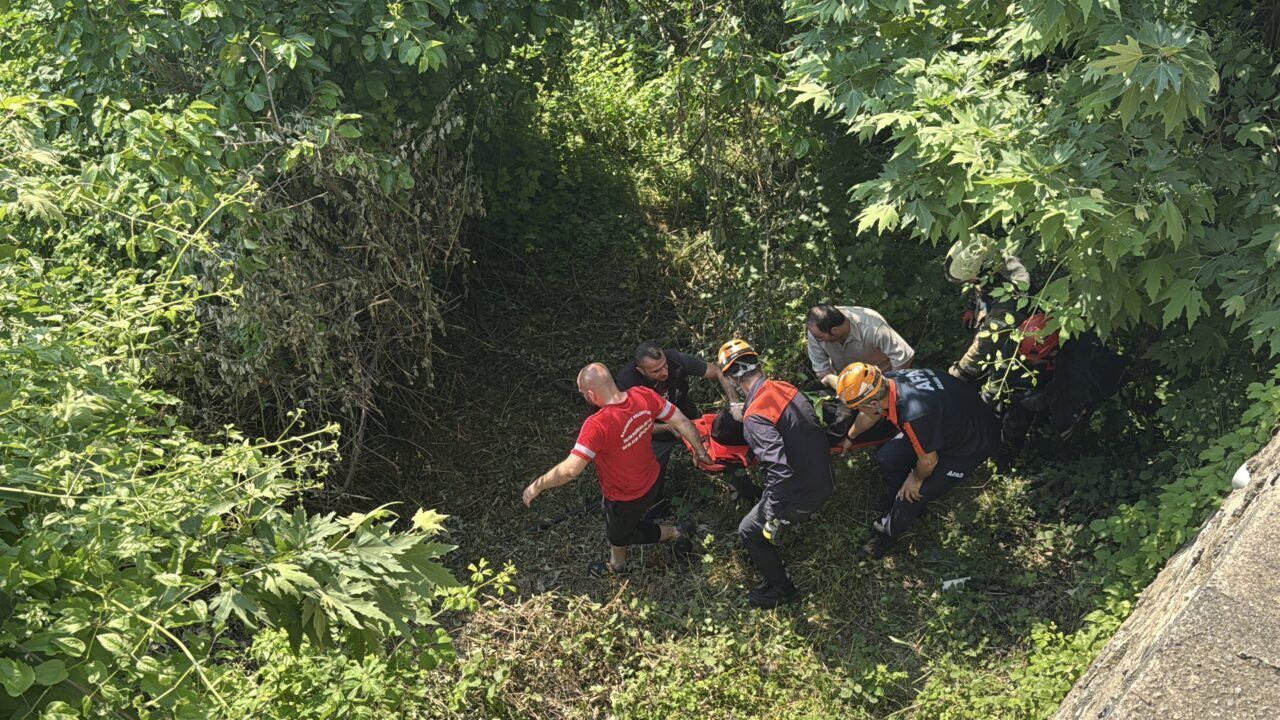 KOCAELİ (AA) – Kocaeli'nin Başiskele ilçesinde otomobilin uçuruma devrilmesi sonucu
