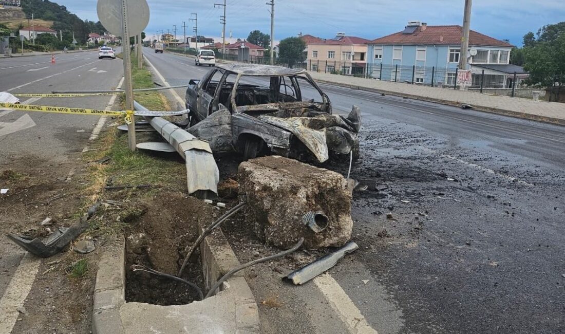SAMSUN (AA) – Samsun'un 19 Mayıs ilçesinde aydınlatma direğine çarpan