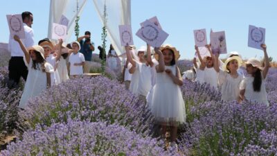 TEKİRDAĞ (AA) – Tekirdağ'da öğrenciler, karnelerini mor renkli lavanta bahçesinde