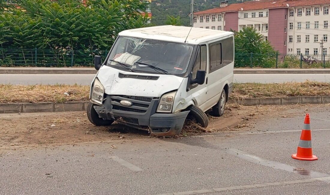 AMASYA (AA) – Amasya'nın Taşova ilçesinde, minibüsün aydınlatma direğine çarpması