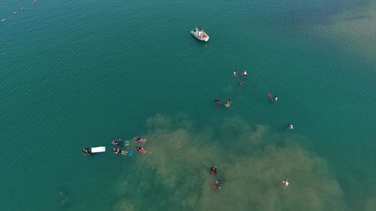 MUĞLA (AA) – Muğla'nın Bodrum ilçesinde gerçekleştirilen deniz dibi temizliği