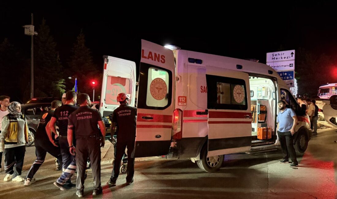 ERZURUM (AA) – Erzurum'un Yakutiye ilçesinde otomobilin refüje çıkarak takla