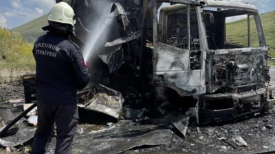 ERZURUM (AA) – Erzurum'un Horasan ilçesinde seyir halindeyken yangın çıkan