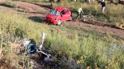 ERZURUM (AA) – Erzurum'da otomobilin elektrikli bisiklete çarpmasının ardından takla