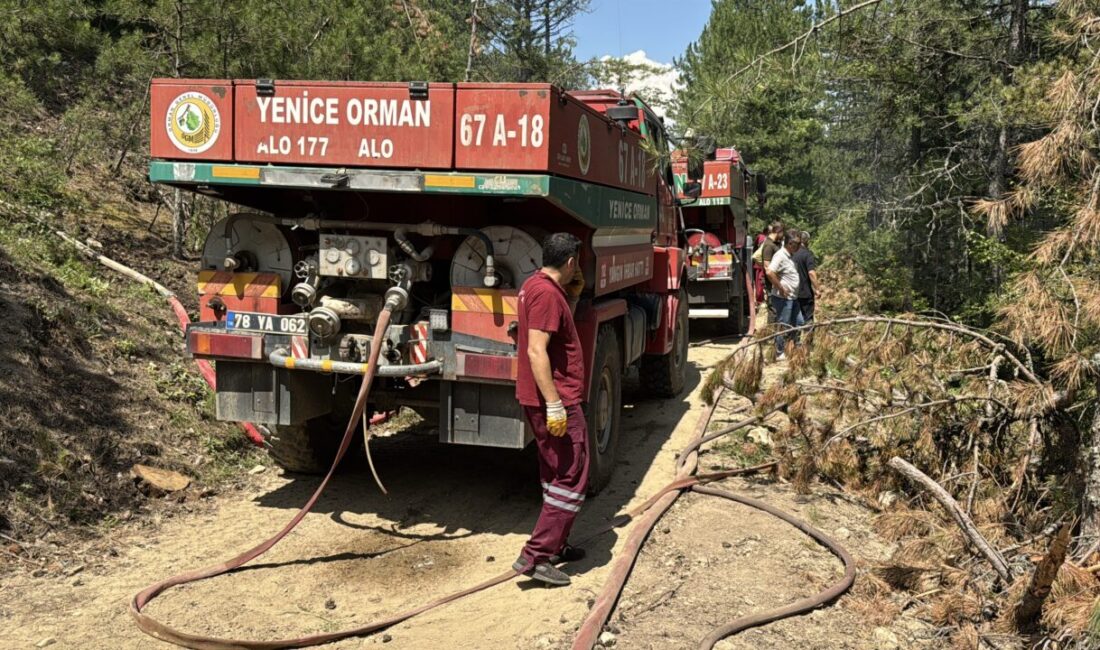 KARABÜK (AA) – Karabük'te çıkan orman yangını hava destekli çalışma