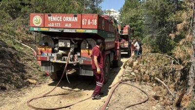 KARABÜK (AA) – Karabük'te çıkan orman yangını hava destekli çalışma