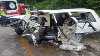KARABÜK (AA) – Karabük'ün Safranbolu ilçesinde tırla çarpışan otomobildeki 1