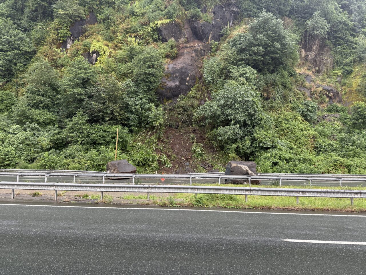 RİZE (AA) – Rize'de etkili sağanak nedeniyle yamaçtan kopan kaya