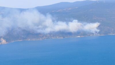 YALOVA (AA) – Yalova'nın Armutlu ilçesinde çıkan orman yangınına havadan