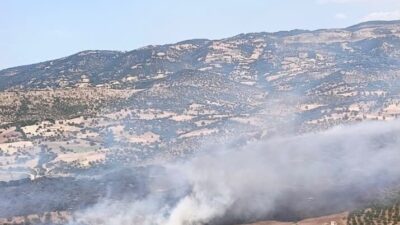 BALIKESİR (AA) – Balıkesir'in Sındırgı ilçesindeki orman yangınına havadan ve