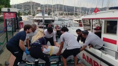 MUĞLA (AA) – Muğla'nın Bodrum ilçesi açıklarında teknede düşerek yaralanan