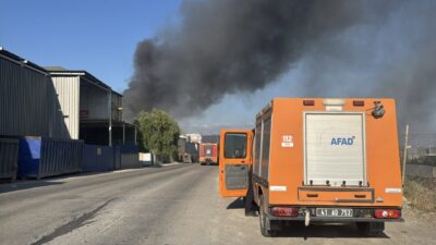 KOCAELİ (AA) – Kocaeli'nin Gebze ilçesinde geri dönüşüm deposunda çıkan