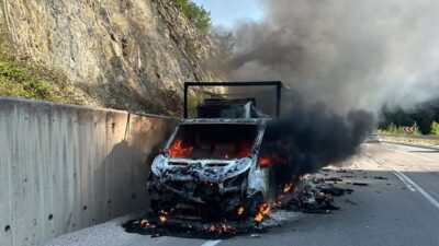 SİNOP (AA) – Sinop'ta seyir halindeyken yanan kamyonet kullanılamaz hale