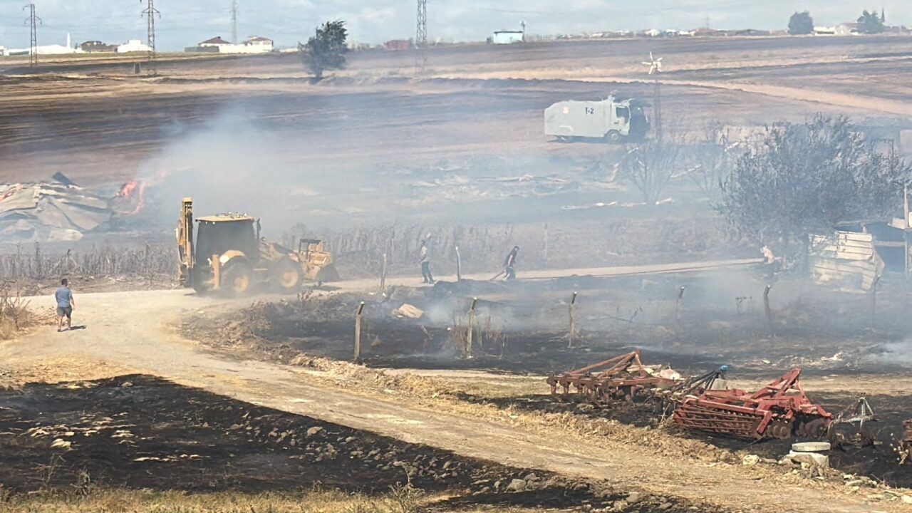 TEKİRDAĞ (AA) – Tekirdağ'ın Ergene ilçesinde çıkan anız yangınında 4