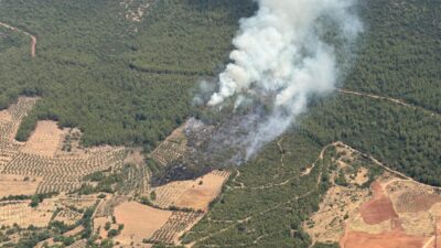MUĞLA (AA) – Muğla'nın Yatağan ilçesinde çıkan orman yangınına havadan