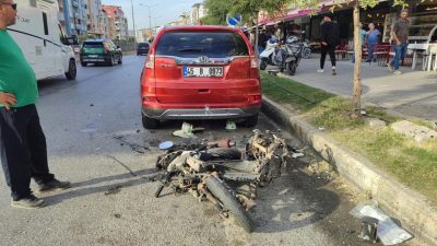 AYDIN (AA) – Aydın'ın Çine ilçesinde otomobil ile motosikletin çarpışması