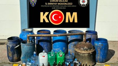 ÇORUM (AA) – Çorum'da kaçak içki üretimi ve ticareti yaptığı